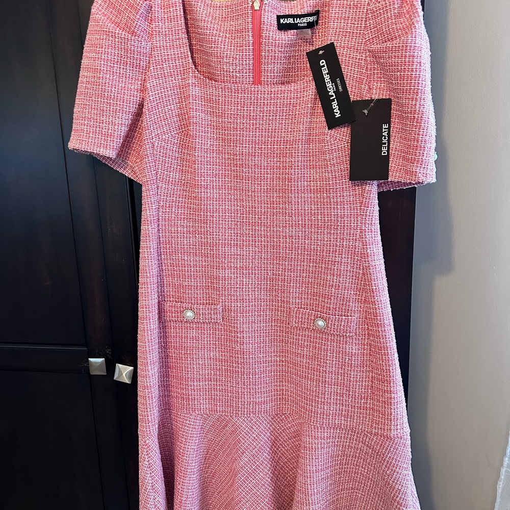 Karl Lagerfeld Textured Pink Midi Dress